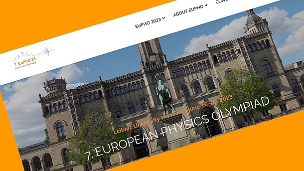 Screenshot of the events website showing the main campus building of Leibniz University Hannover